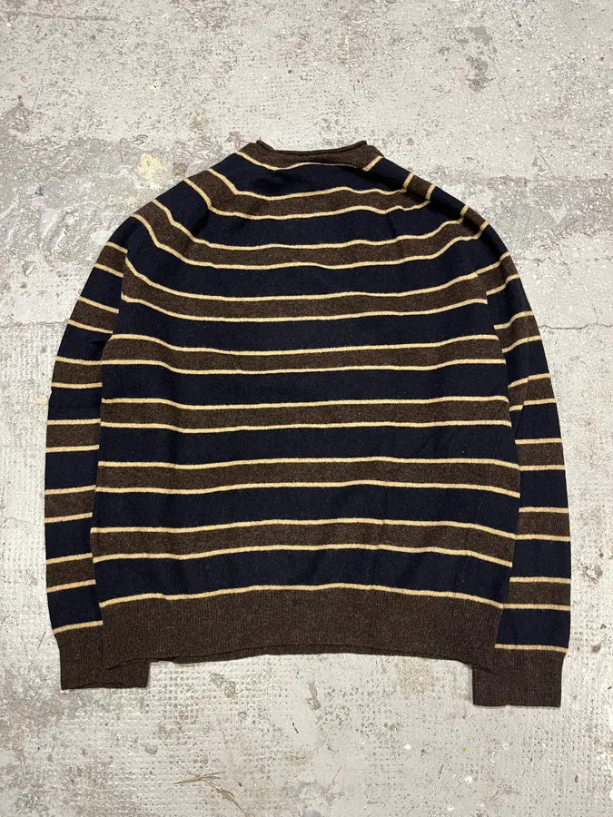 2000s Jean Paul Gaultier Navy & Brown Striped Wool Sweater (S) qydGCuO 6