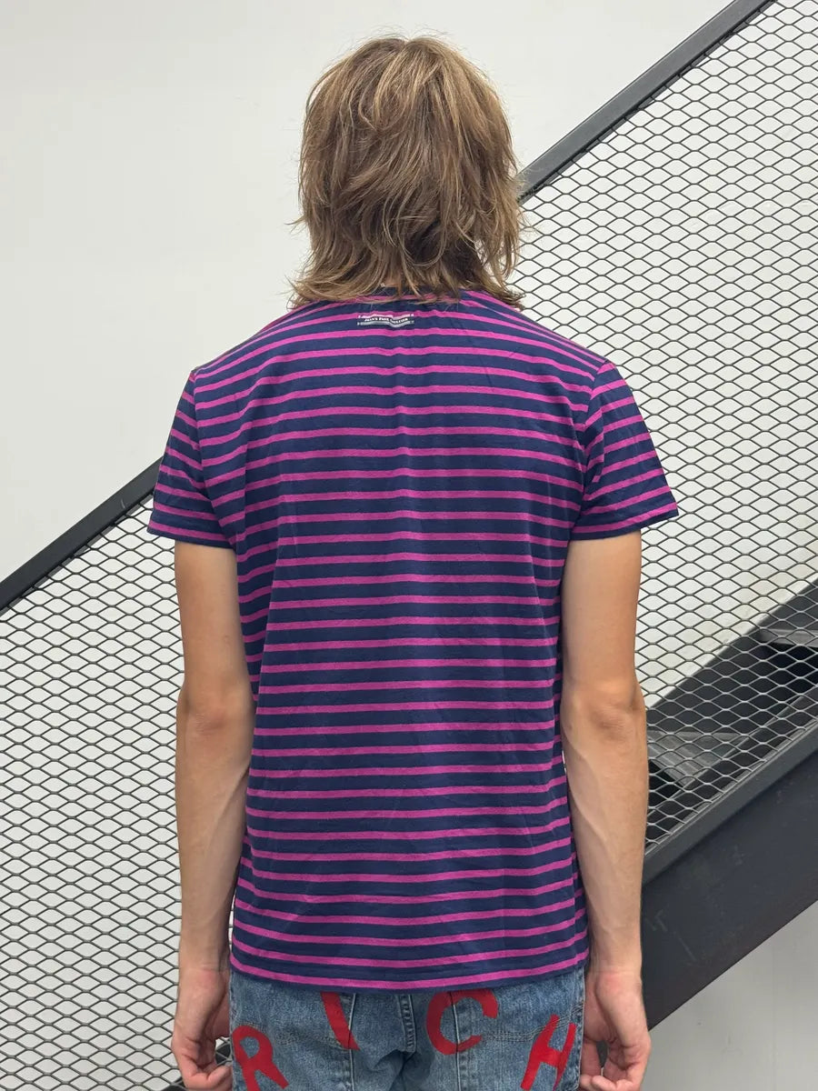 2000s Jean Paul Gaultier Navy & Pink Striped T-Shirt AfGRQCM 1