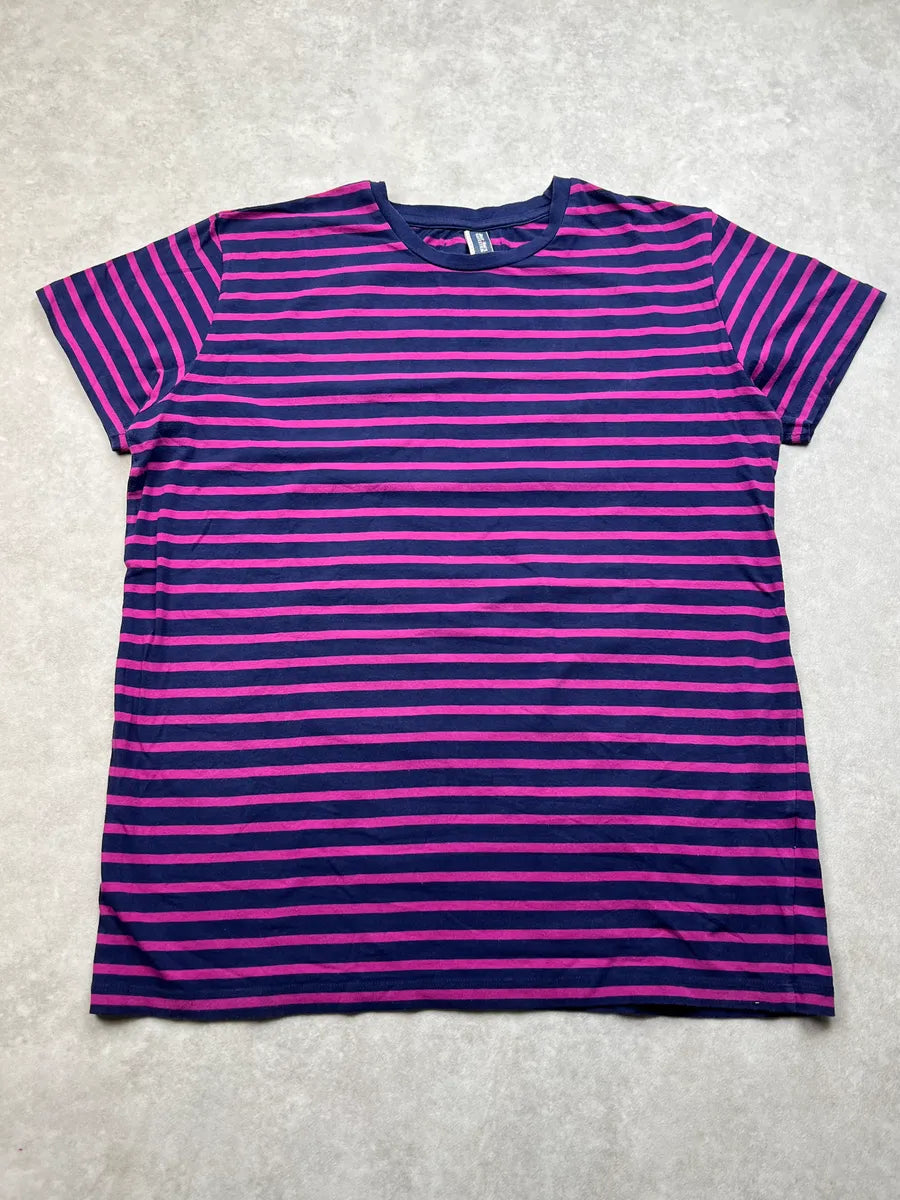 2000s Jean Paul Gaultier Navy & Pink Striped T-Shirt AfGRQCM 2