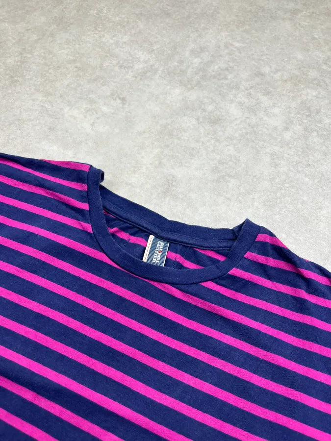 2000s Jean Paul Gaultier Navy & Pink Striped T-Shirt AfGRQCM 3