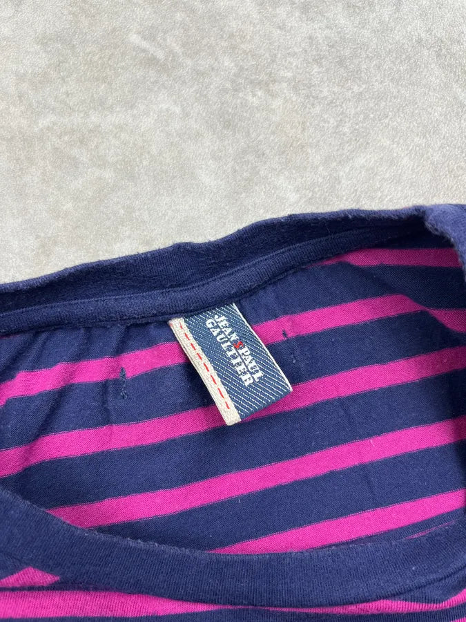 2000s Jean Paul Gaultier Navy & Pink Striped T-Shirt AfGRQCM 6
