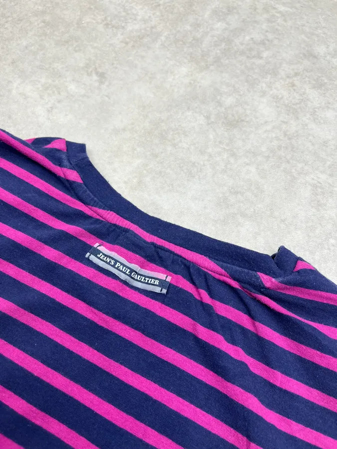 2000s Jean Paul Gaultier Navy & Pink Striped T-Shirt AfGRQCM 7