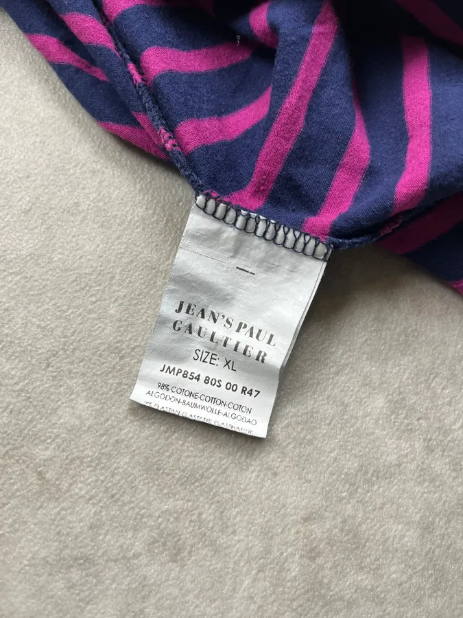 2000s Jean Paul Gaultier Navy & Pink Striped T-Shirt AfGRQCM 9