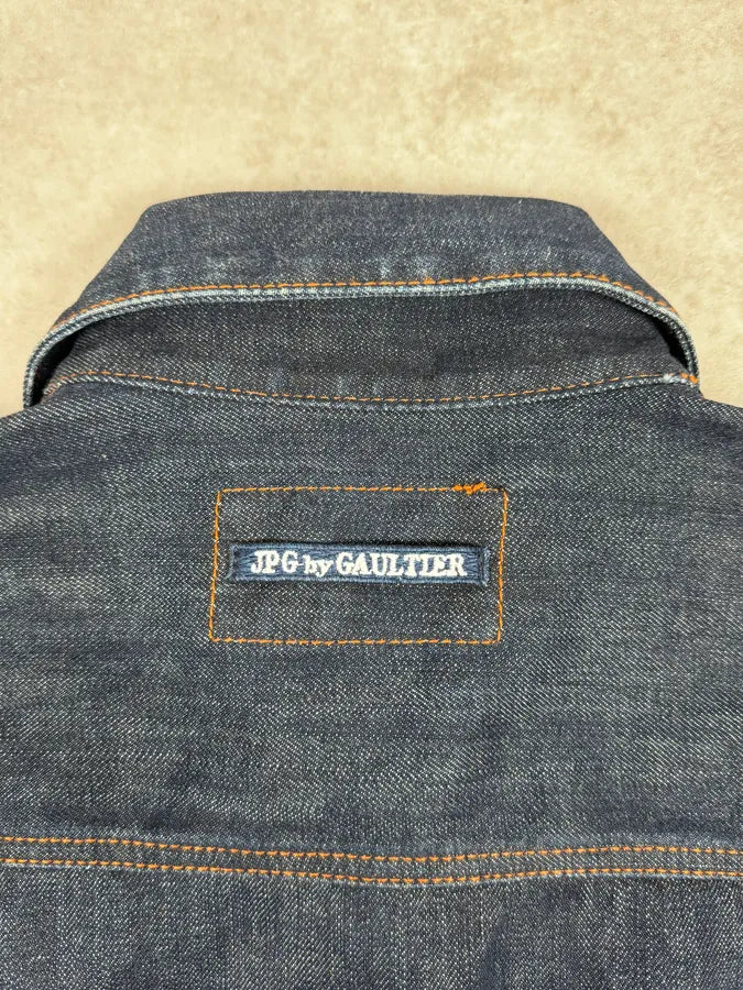 2000s Jean Paul Gaultier Navy Brut Denim Elastic Jacket QawXiMH 11