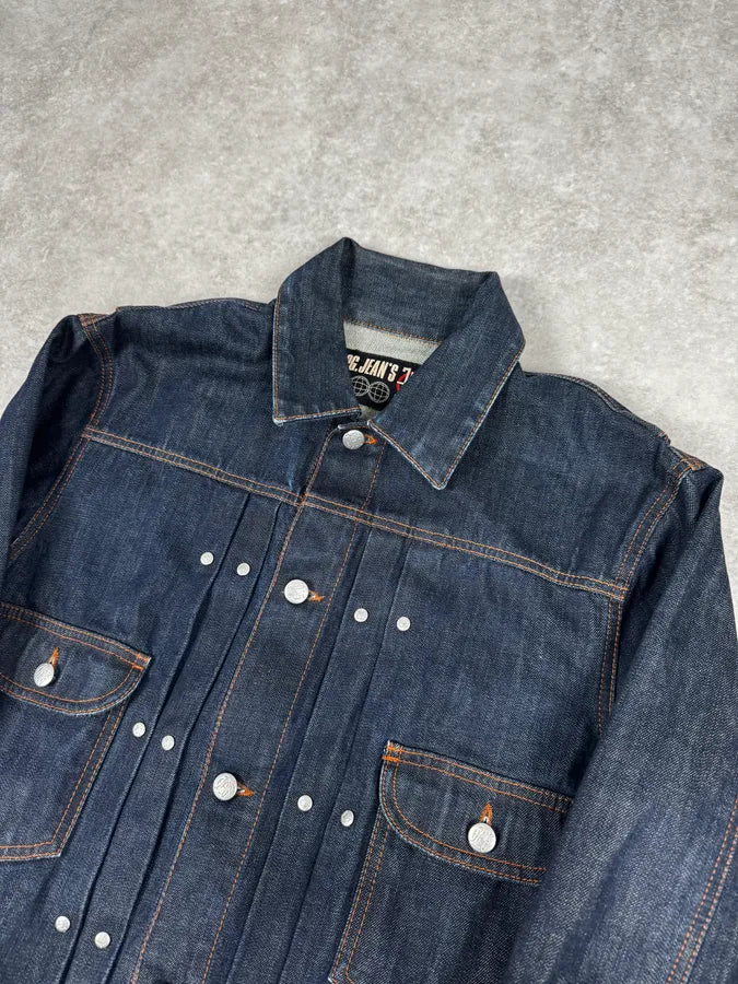 2000s Jean Paul Gaultier Navy Brut Denim Elastic Jacket QawXiMH 2