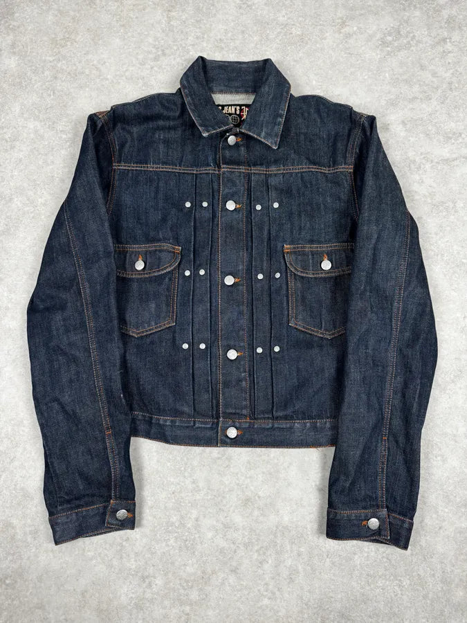 2000s Jean Paul Gaultier Navy Brut Denim Elastic Jacket QawXiMH 0