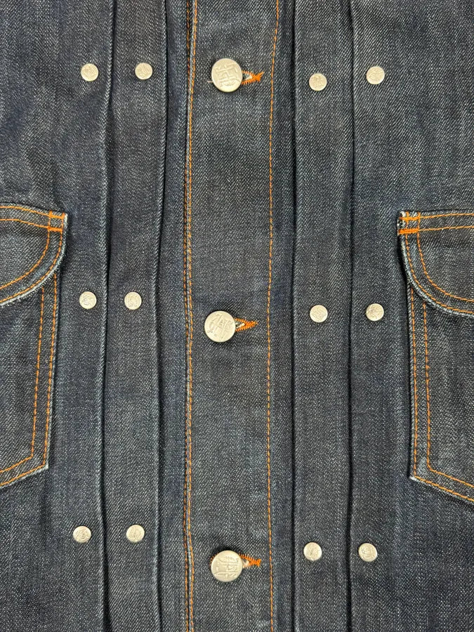 2000s Jean Paul Gaultier Navy Brut Denim Elastic Jacket QawXiMH 7