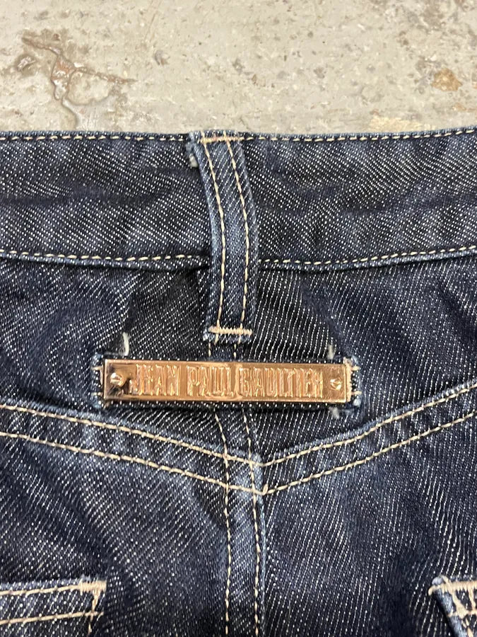 2000s Jean Paul Gaultier Navy Brut Denim Jeans PHHgwxV 6
