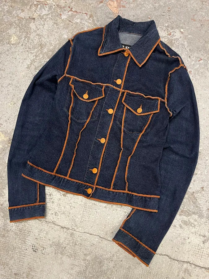 2000s Jean Paul Gaultier Navy Brut Denim Jacket ZBFwvKj 1