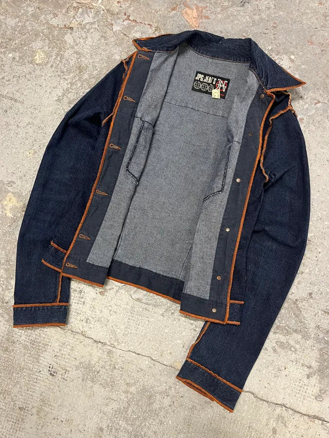 2000s Jean Paul Gaultier Navy Brut Denim Jacket ZBFwvKj 4
