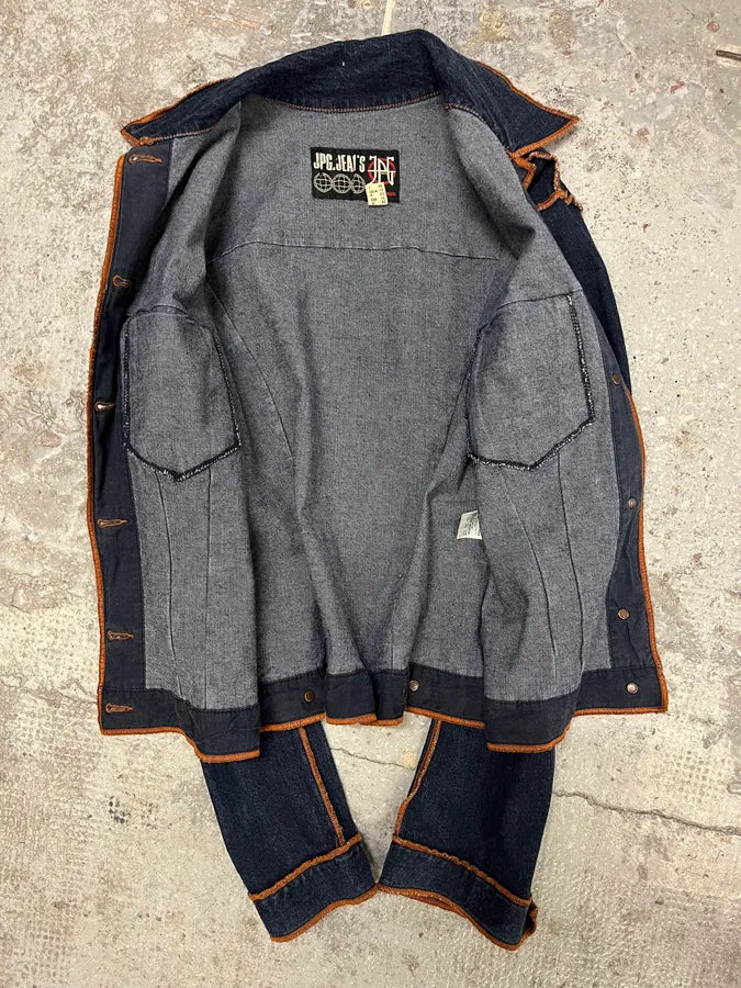 2000s Jean Paul Gaultier Navy Brut Denim Jacket ZBFwvKj 5