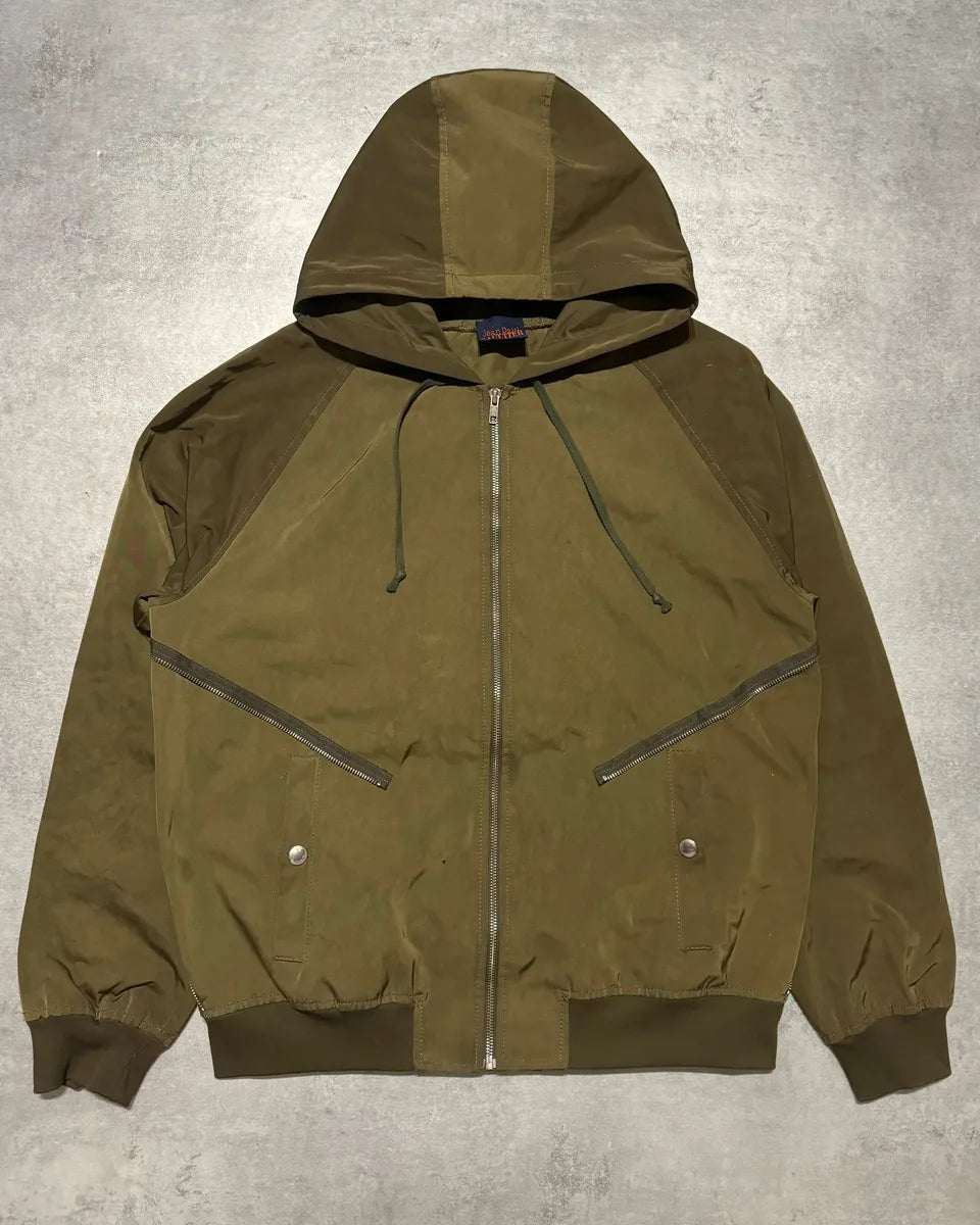 2000s Jean Paul Gaultier Olive Multi zips Symmetrical Hooded Jacket (M/L) 0