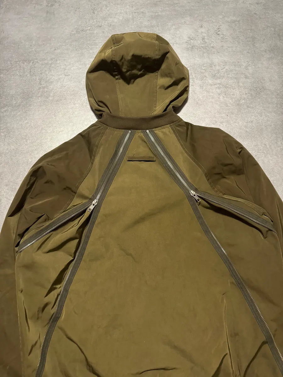 2000s Jean Paul Gaultier Olive Multi zips Symmetrical Hooded Jacket (M/L) 2