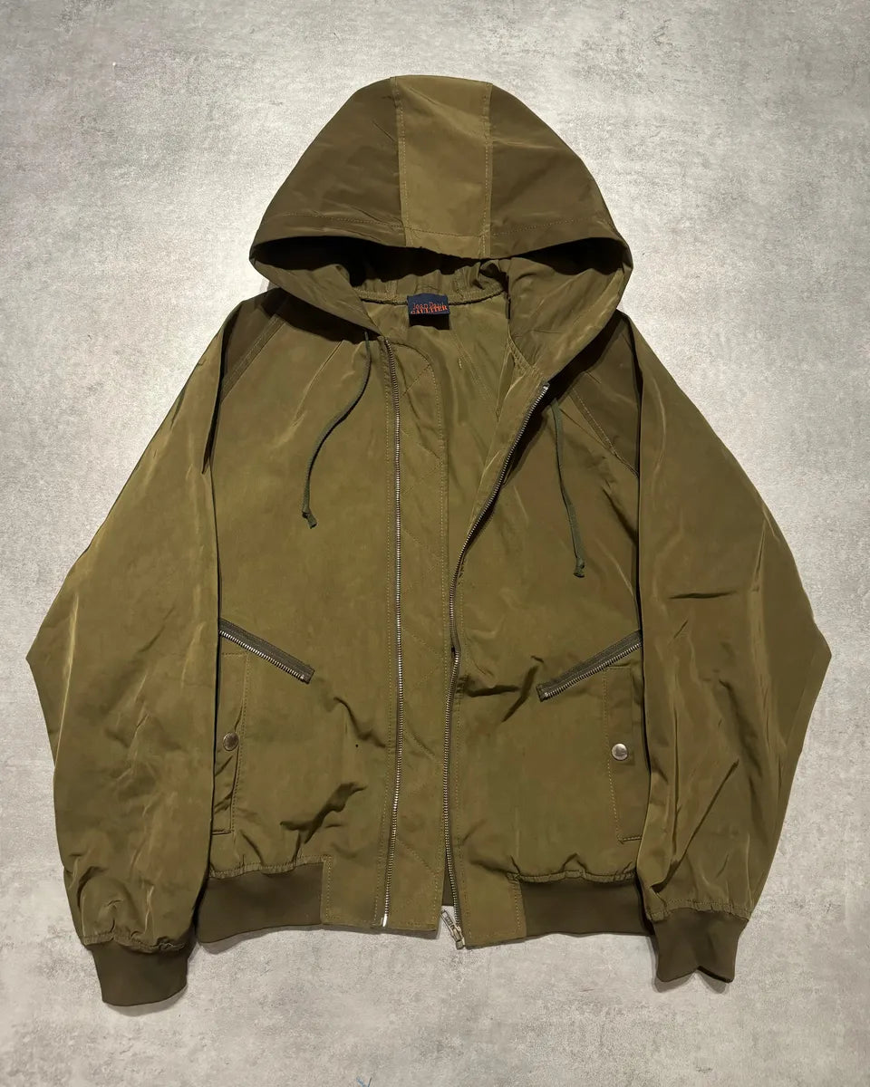 2000s Jean Paul Gaultier Olive Multi zips Symmetrical Hooded Jacket (M/L) 3