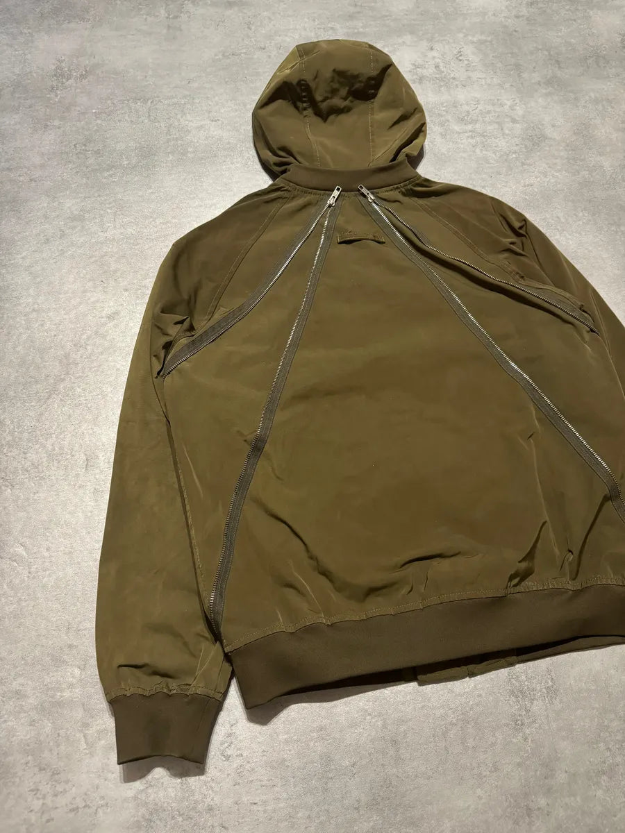 2000s Jean Paul Gaultier Olive Multi zips Symmetrical Hooded Jacket (M/L) 4