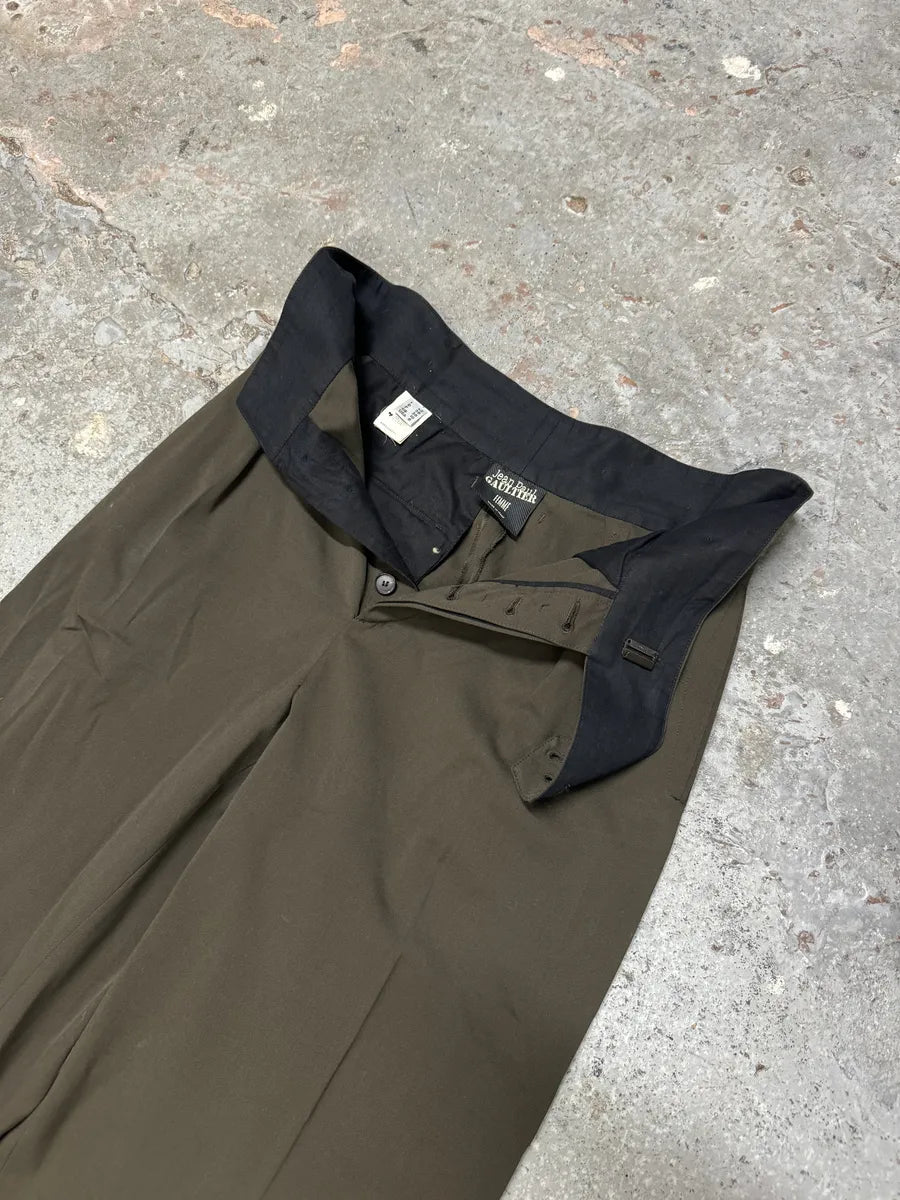 2000s Jean Paul Gaultier Olive Tailored Pants (XS/S) 7
