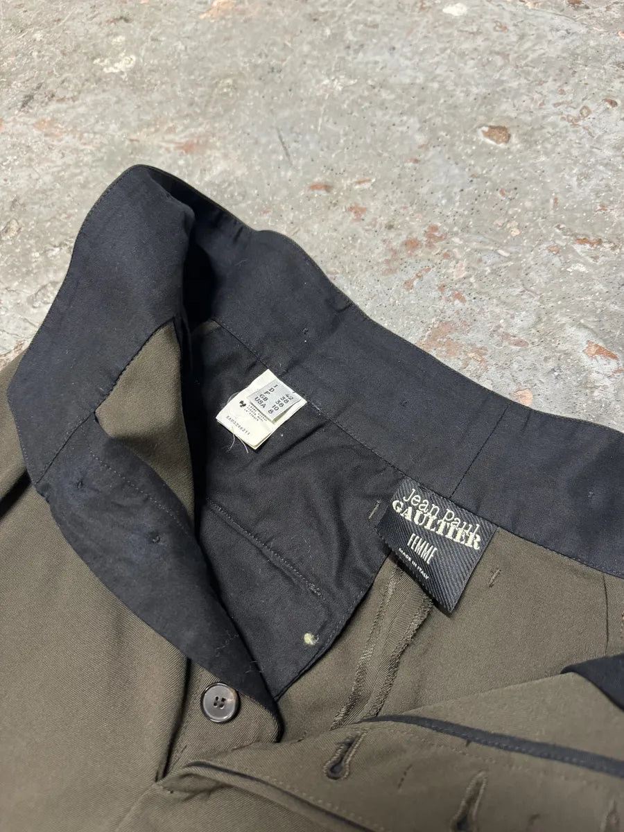2000s Jean Paul Gaultier Olive Tailored Pants (XS/S) 8