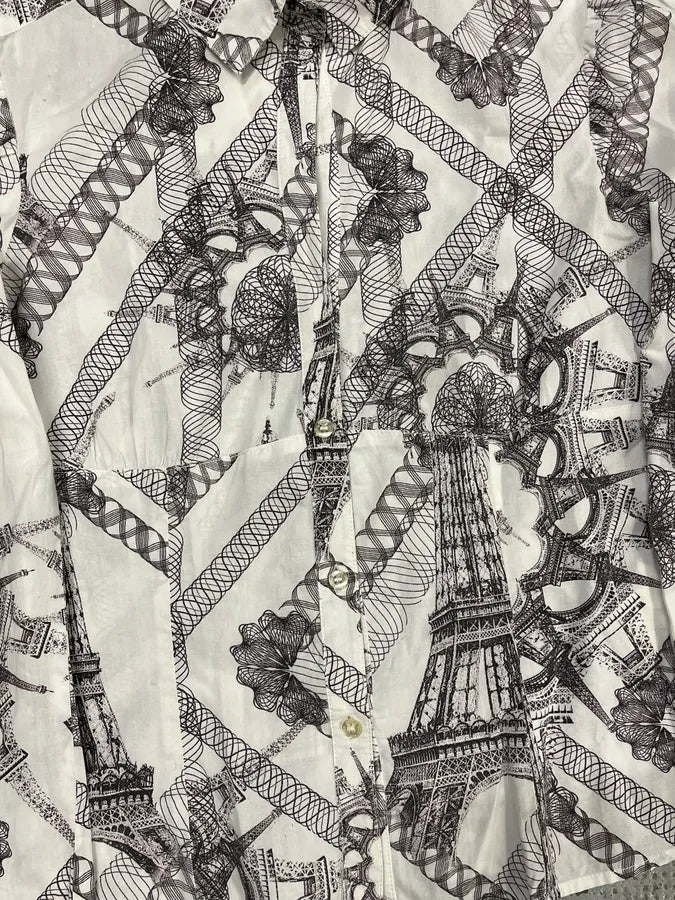 2000s Jean Paul Gaultier Parisian Eiffel Tower Graphic White Shirt wFbUWbA 5