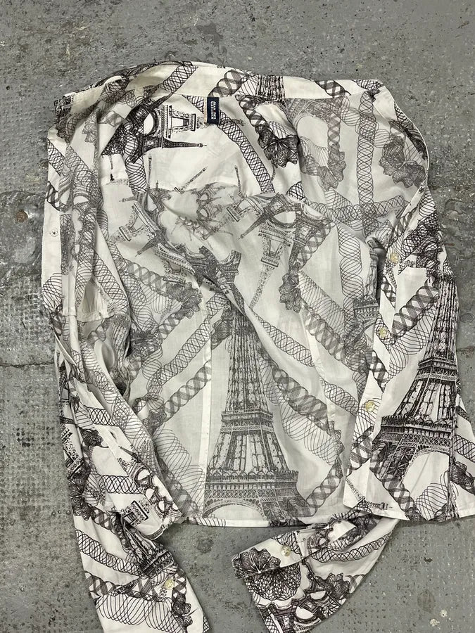 2000s Jean Paul Gaultier Parisian Eiffel Tower Graphic White Shirt wFbUWbA 6