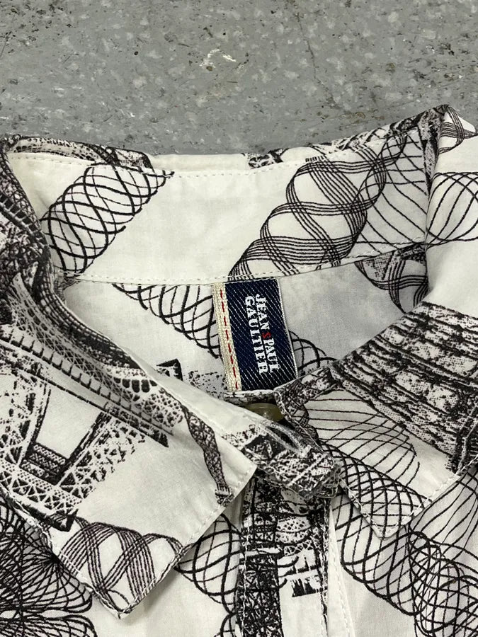2000s Jean Paul Gaultier Parisian Eiffel Tower Graphic White Shirt wFbUWbA 7
