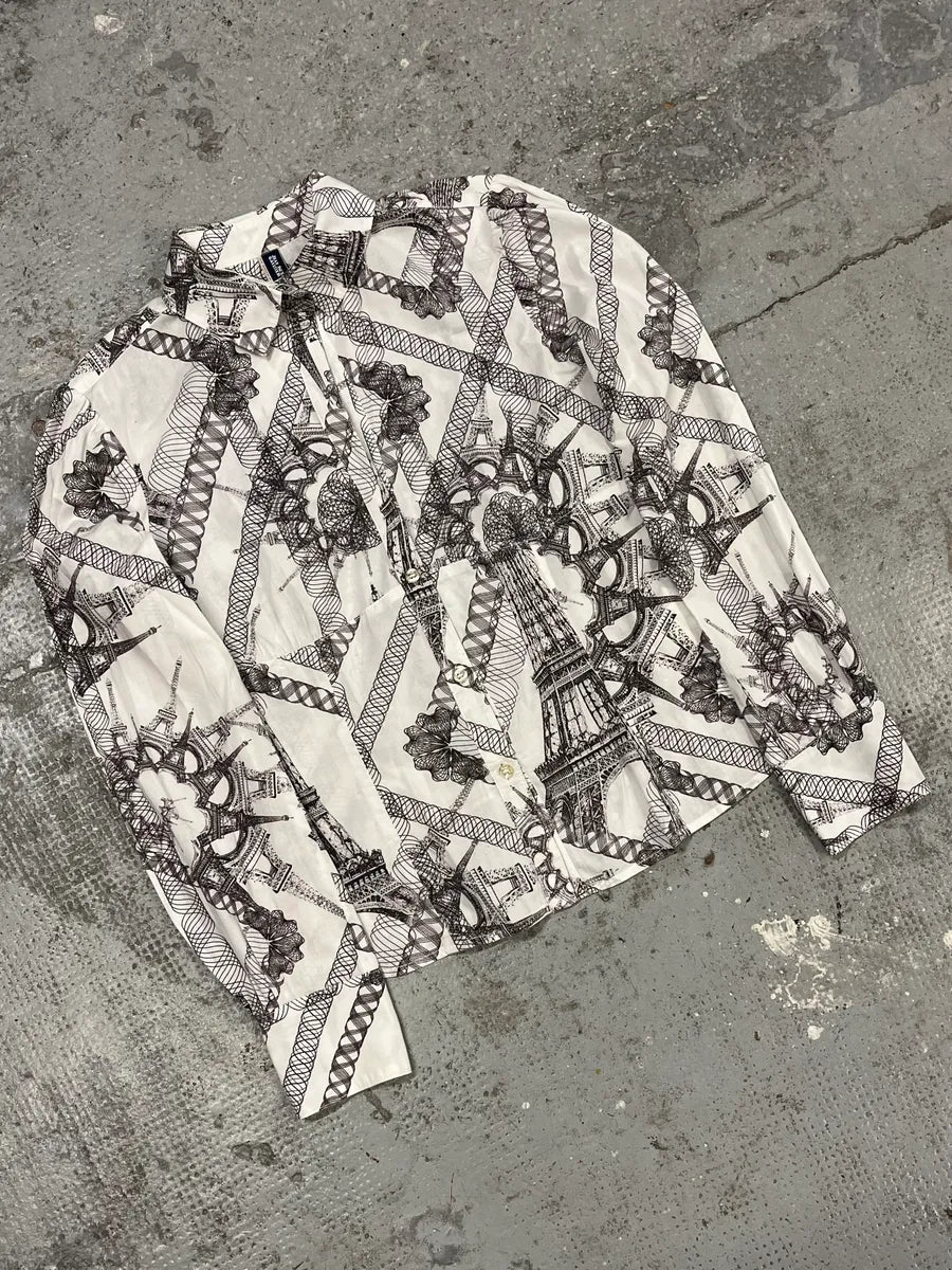 2000s Jean Paul Gaultier Parisian Eiffel Tower Graphic White Shirt wFbUWbA 3