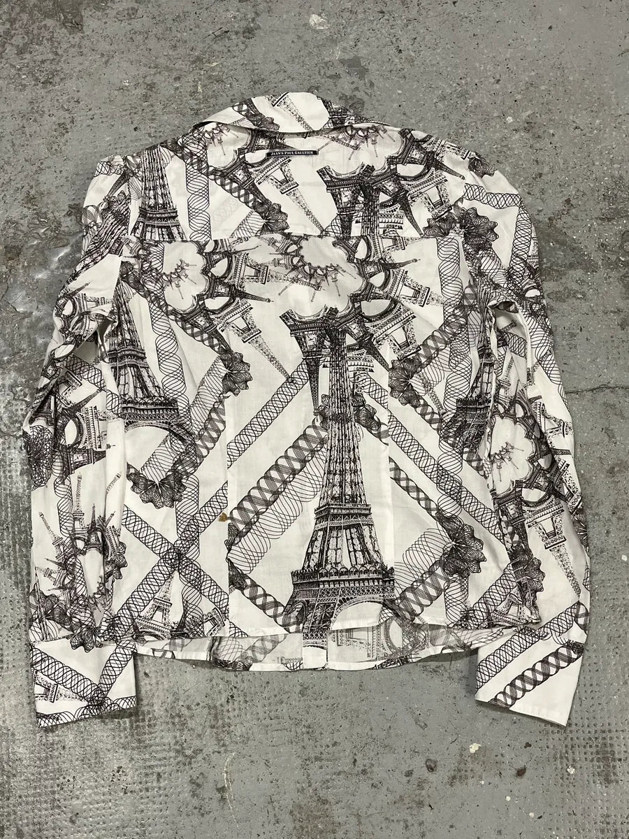2000s Jean Paul Gaultier Parisian Eiffel Tower Graphic White Shirt wFbUWbA 4