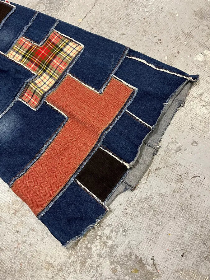 2000s Jean Paul Gaultier Patchwork Long Denim Skirt xgswUND 5