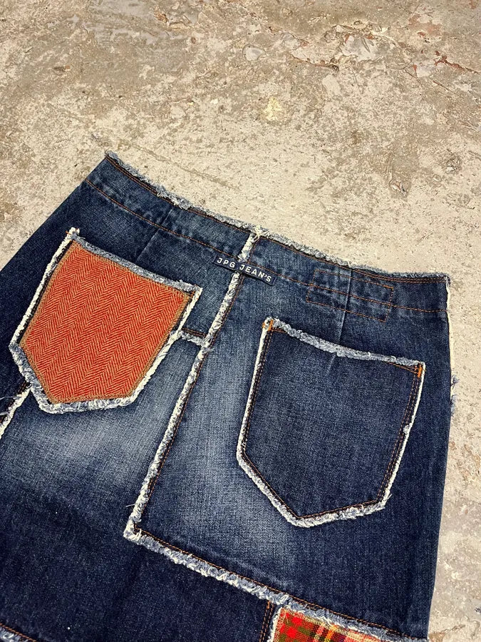 2000s Jean Paul Gaultier Patchwork Long Denim Skirt xgswUND 7