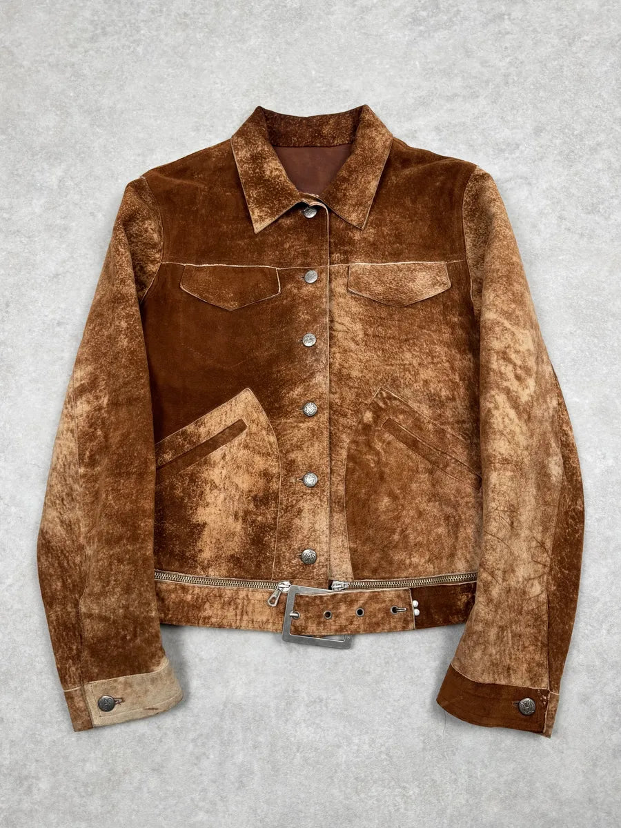 2000s Jean Paul Gaultier Raw Clay Leather Jacket kcPTyNg 0