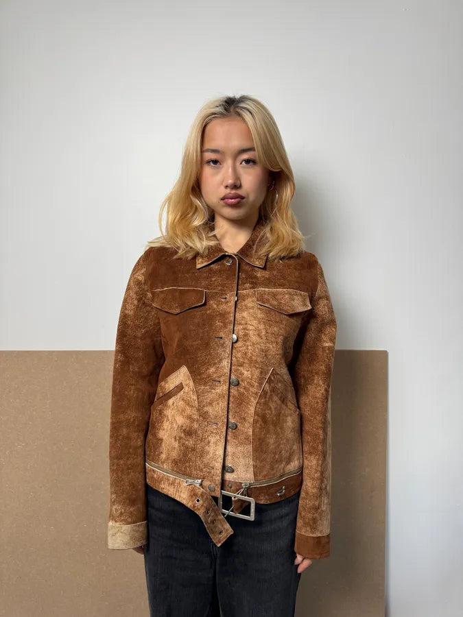 2000s Jean Paul Gaultier Raw Clay Leather Jacket kcPTyNg 1