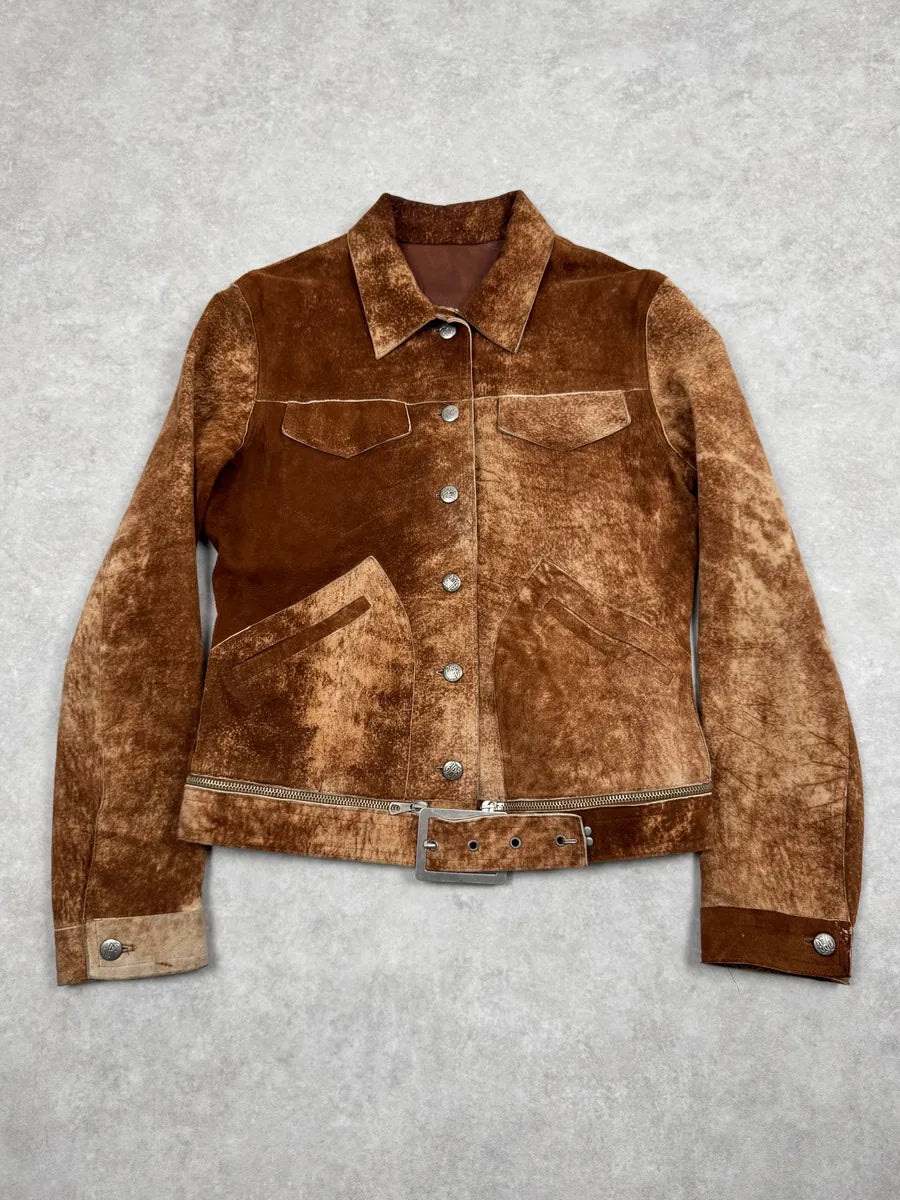 2000s Jean Paul Gaultier Raw Clay Leather Jacket kcPTyNg 4