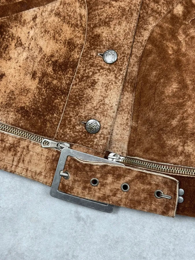 2000s Jean Paul Gaultier Raw Clay Leather Jacket kcPTyNg 6