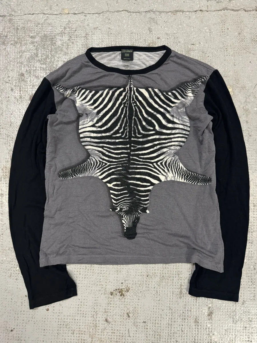 2000s Jean Paul Gaultier Safari Zebra Longsleeves Carpet rIdAbpI 4