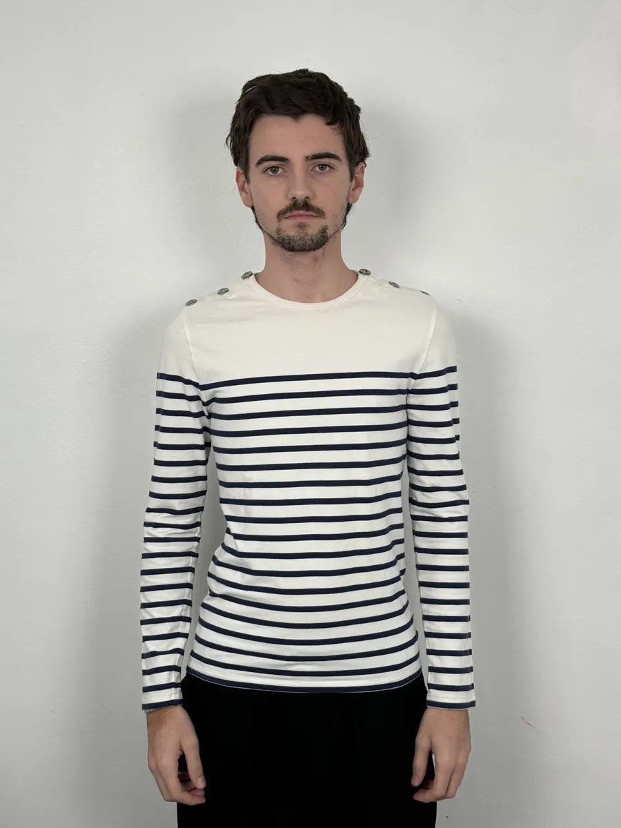 2000s Jean Paul Gaultier Sailor Blue Lines White Longsleeves lUsrZMV 1