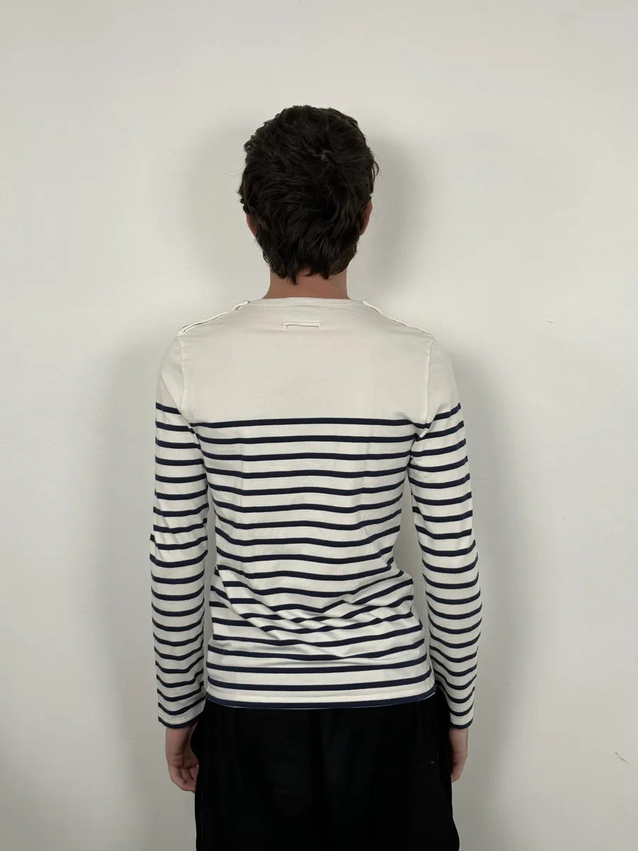 2000s Jean Paul Gaultier Sailor Blue Lines White Longsleeves lUsrZMV 2