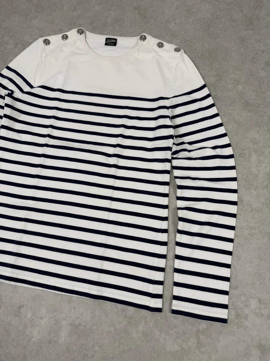 2000s Jean Paul Gaultier Sailor Blue Lines White Longsleeves lUsrZMV 5