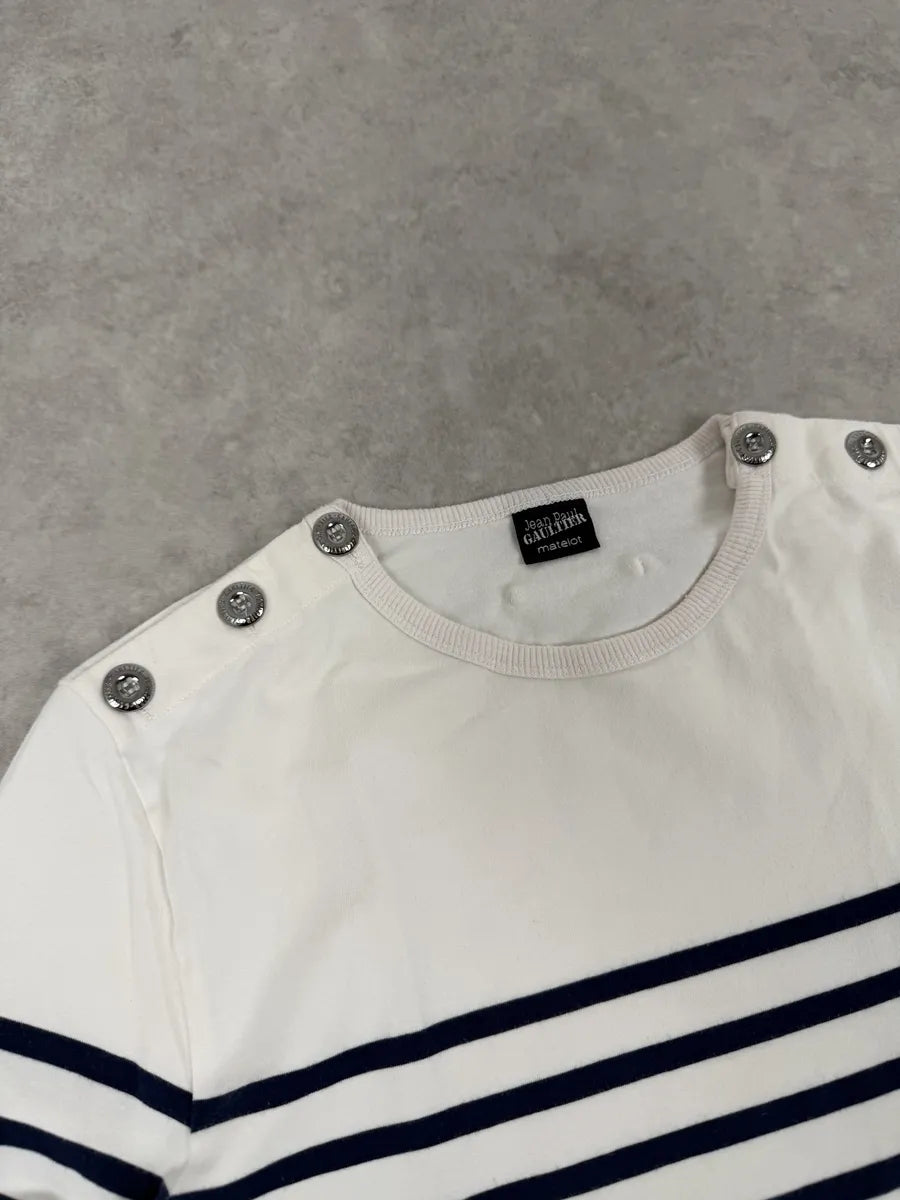 2000s Jean Paul Gaultier Sailor Blue Lines White Longsleeves lUsrZMV 7