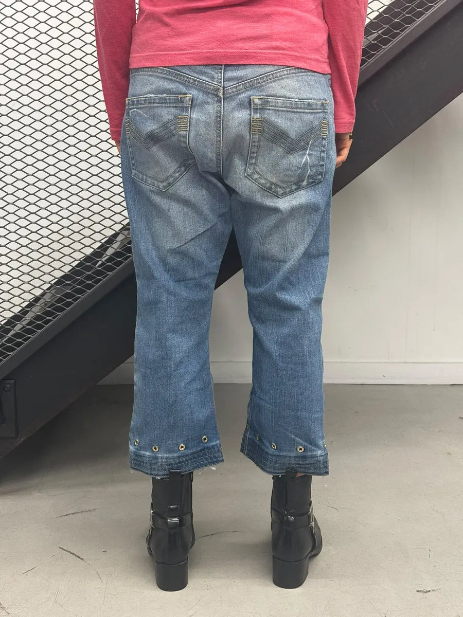 2000s Jean Paul Gaultier Solar Button Blue Denim Long Shorts cSlAUvr 2