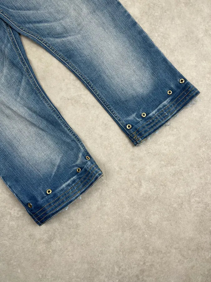 2000s Jean Paul Gaultier Solar Button Blue Denim Long Shorts cSlAUvr 5