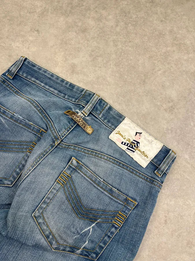 2000s Jean Paul Gaultier Solar Button Blue Denim Long Shorts cSlAUvr 7