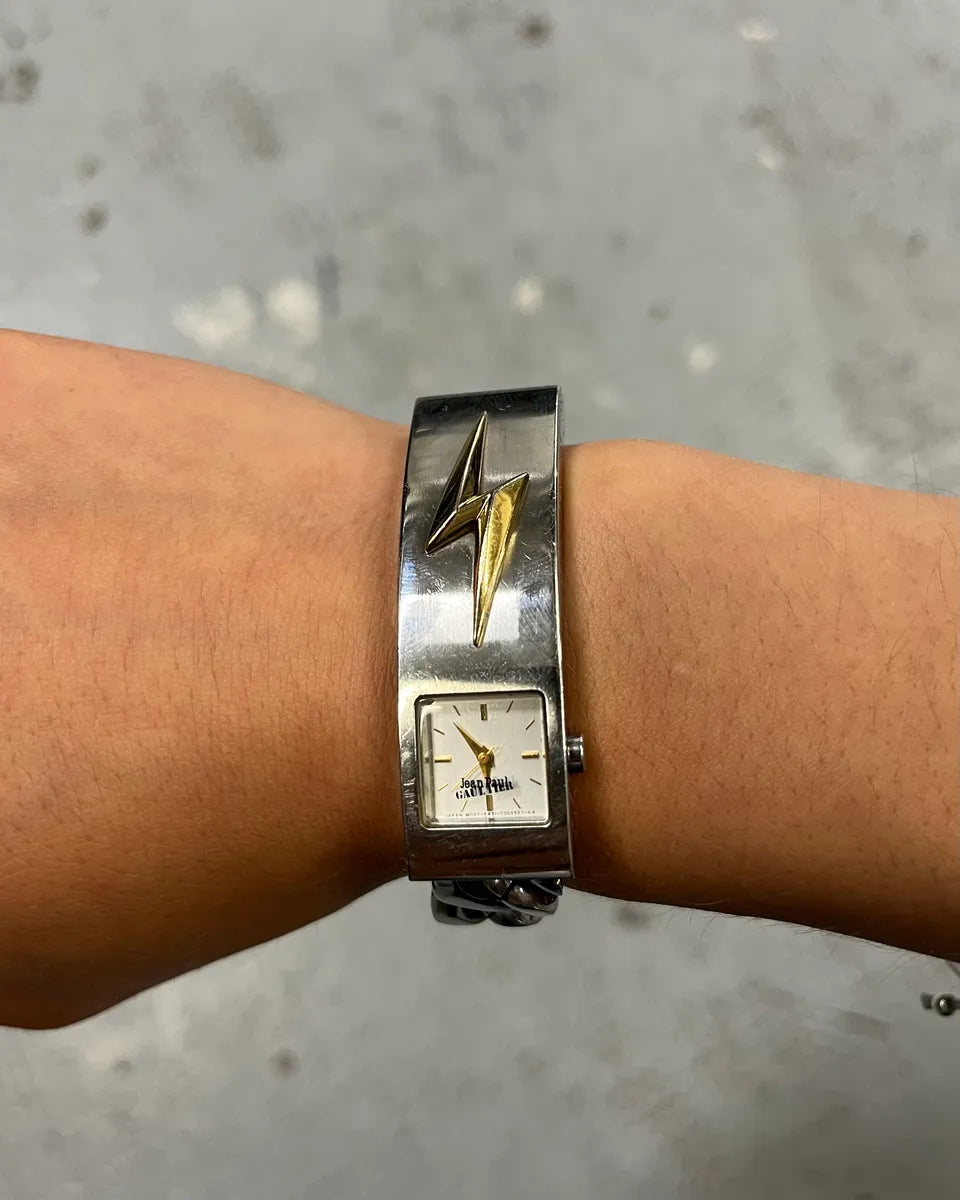 2000s Jean Paul Gaultier Stainless Still Lightning Bolt Chain Watch QhGSGOm 2