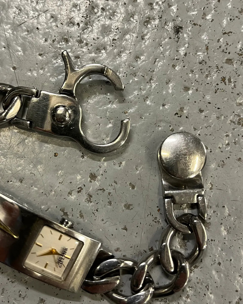 2000s Jean Paul Gaultier Stainless Still Lightning Bolt Chain Watch QhGSGOm 5