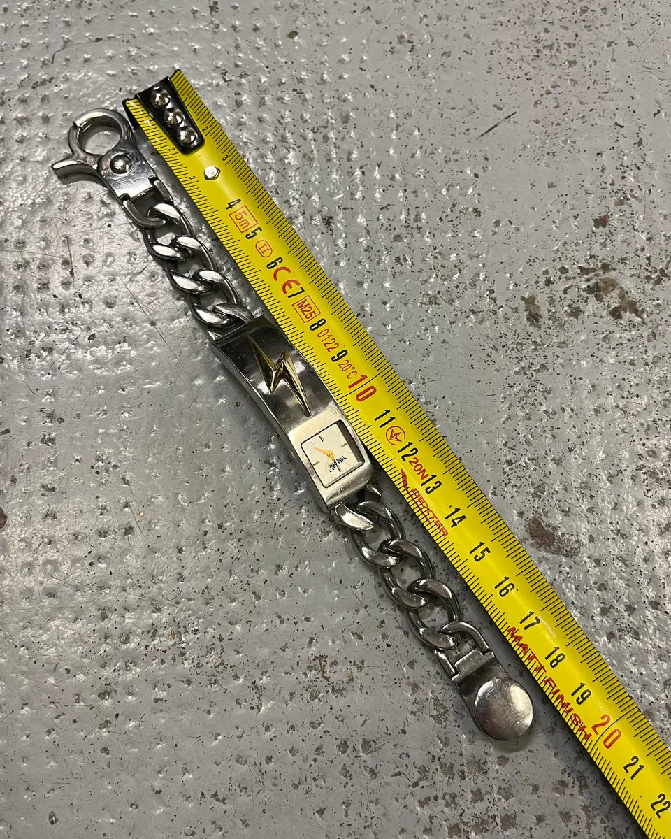 2000s Jean Paul Gaultier Stainless Still Lightning Bolt Chain Watch QhGSGOm 8
