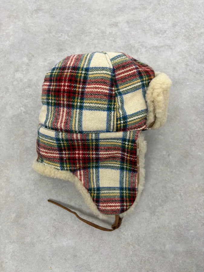 2000s Jean Paul Gaultier Tartan Beige Chapka Hat KomxaMP 3