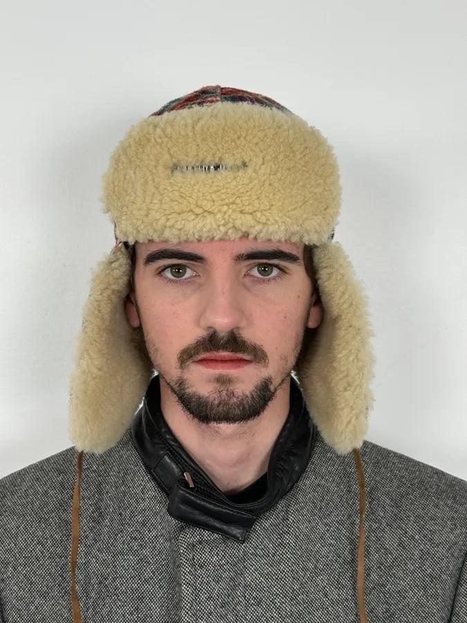2000s Jean Paul Gaultier Tartan Beige Chapka Hat KomxaMP 1
