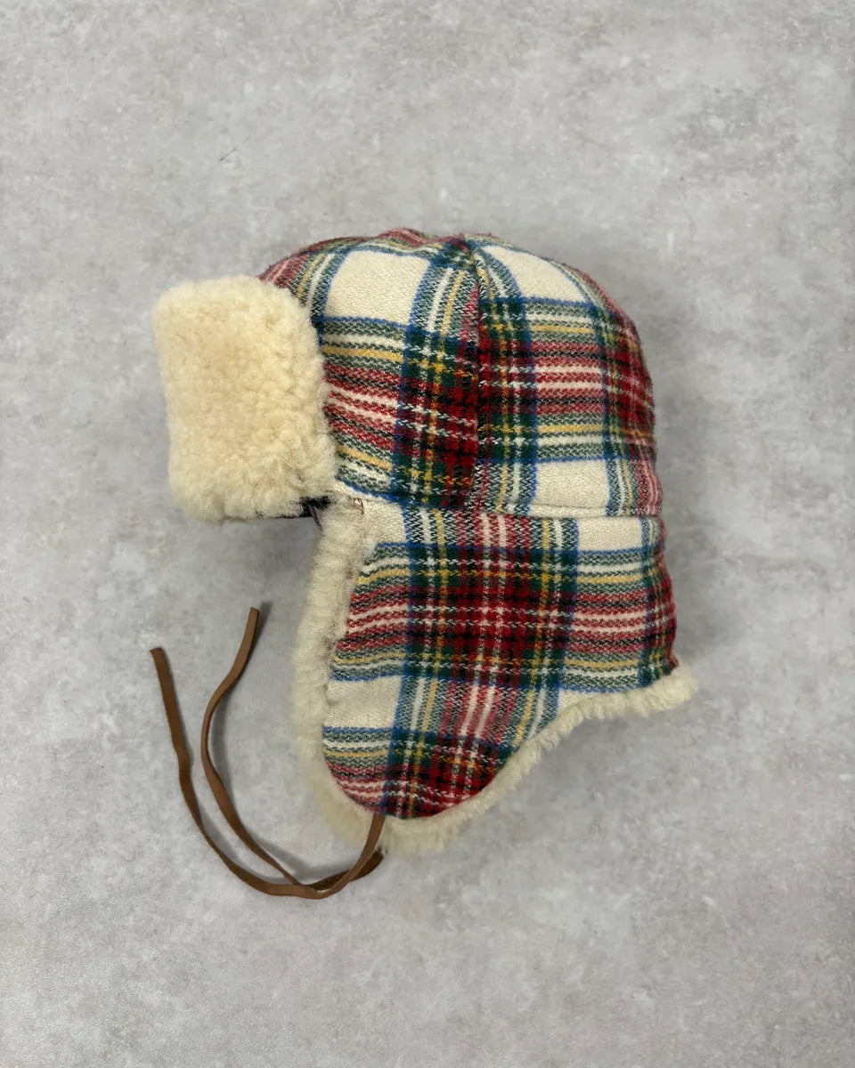 2000s Jean Paul Gaultier Tartan Beige Chapka Hat KomxaMP 0