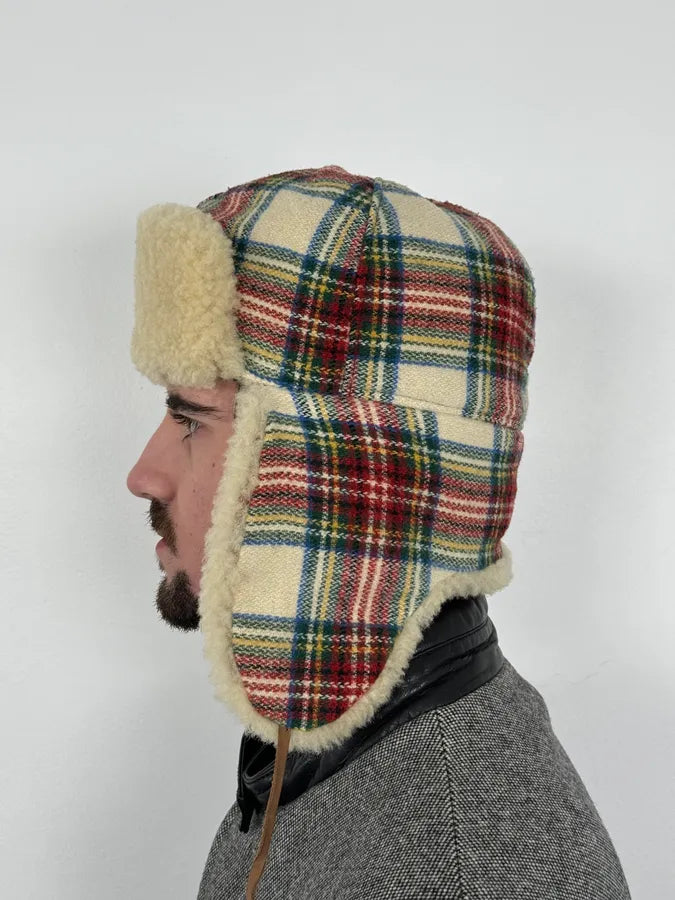 2000s Jean Paul Gaultier Tartan Beige Chapka Hat KomxaMP 2
