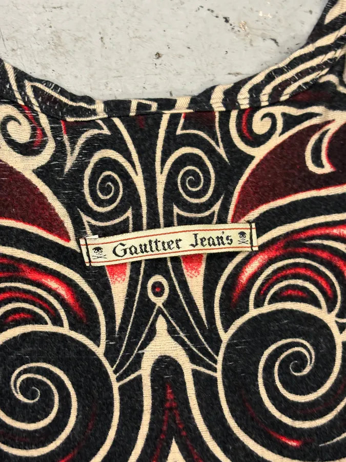 SS1996 Jean Paul Gaultier Tribal Maori Tattoo Dress Jguxspa 10