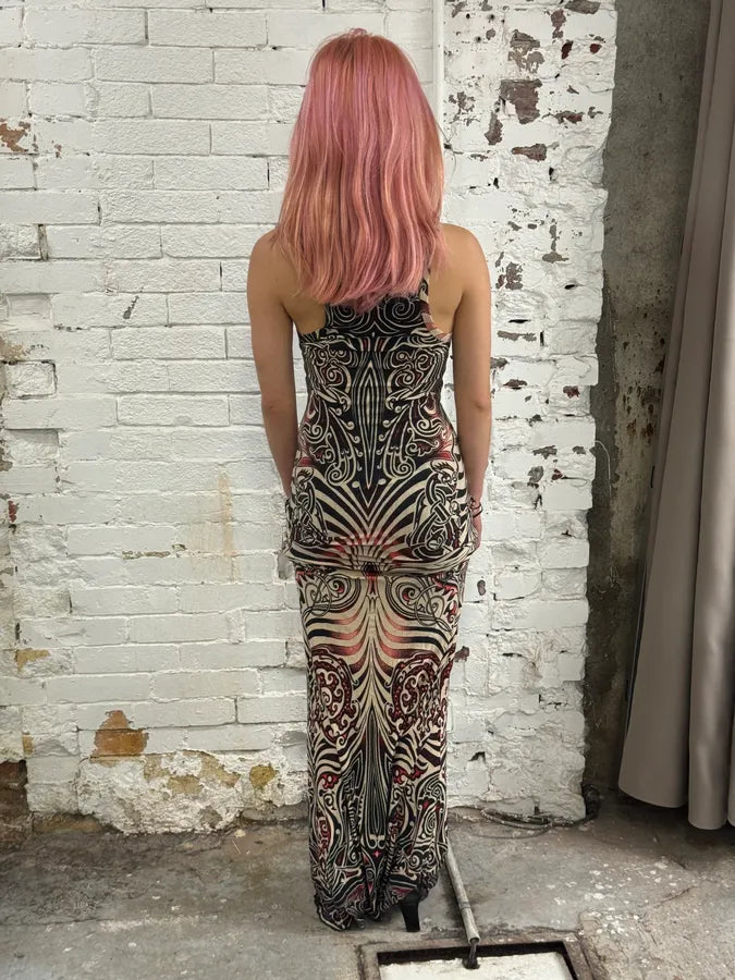 SS1996 Jean Paul Gaultier Tribal Maori Tattoo Dress Jguxspa 5