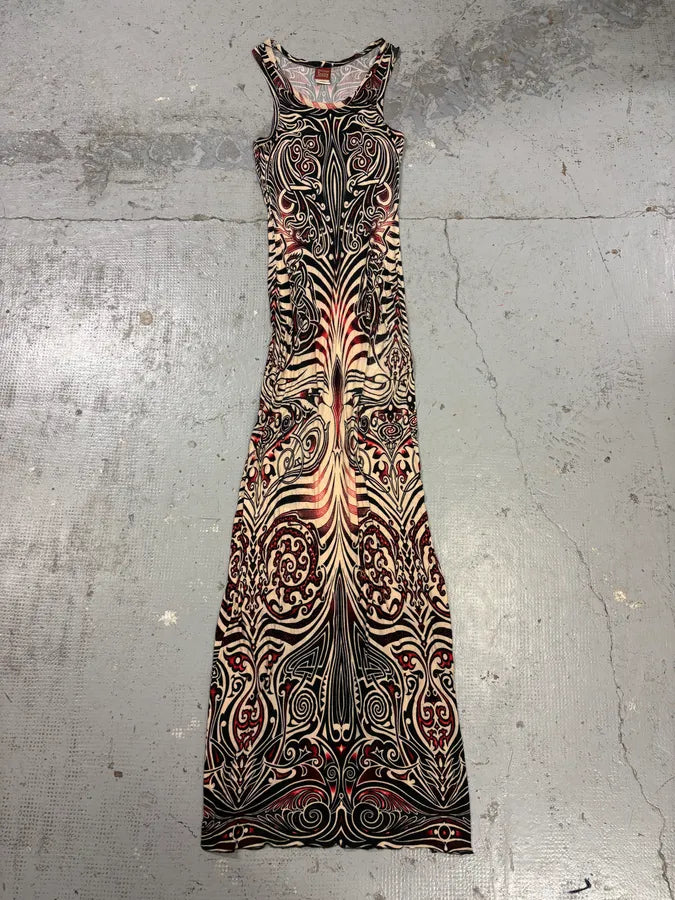SS1996 Jean Paul Gaultier Tribal Maori Tattoo Dress Jguxspa 0